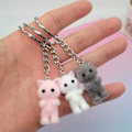 Miniatyrbilde 7 av 8: Flocking Kitten Bear nøkkelring Resin Cat Phone Pendant Bear Keyr A3