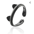 Miniatyrbilde 1 av 8: Fashion e Cat Ear Open Justerbar Fingerring For Damesmykker C