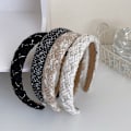 Miniatyrbilde 3 av 8: Retro Lattice Tweed Pannebånd For Dame Hårbånd Solid Svamp A4