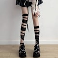 Miniatyrbillede 6 af 8: Kvinder Bandage Stripe Langstrømper Kvinde Lolita Jk Y2k Sexet White