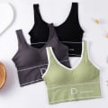 Pikkukuva 3 / 5: Seksikäs naisten urheilujoogarintaliivit Push Up Bralette hengittävät saumat Gray
