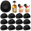 Miniatyrbilde 7 av 8: 10 stk mini plast cowboyhatt Western bryllupsfest dukkehatter S Black
