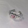 Miniatyrbillede 7 af 8: Modehjertering Cat Eye Peach Heart Justerbare Dameringe J