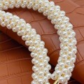 Pikkukuva 5 / 5: Pearl Pyöreä Laukun Kahva Metal Ring Punotut Värikkäät Helmet Tee itse Ha White