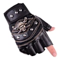 Miniatyrbillede 1 af 5: 1 Par Skulls Nitte PU Læder Fingerløse Handsker Mode Hip Hop Black