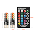 Miniatyrbilde 3 av 8: 2stk T10 COB RGB LED 6SMD bilkileside flerfargede lyspærer