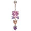 Miniatyrbild 1 av 5: Söt kristall hjärtformad zirkonbåge Belly Button Ring Mode Pink