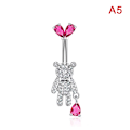 Miniatyrbillede 1 af 8: Pink zirkon vedhæng navle ring rustfrit stål navle pie A5