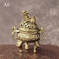 Miniatyrbilde 1 av 8: Messing Lomme Lotus Jiuding Røkelsebrenner Hul Røkelse Mini I A6