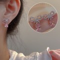 Pikkukuva 2 / 8: 1/2Pair Shining Pink Zircon Waterdrop Bow Stud Korvakorut Romanti A