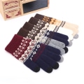 Miniatyrbillede 2 af 5: Vinter Touch Handsker Kvinder Mænd Varm Stretch Knitting Full Finge Gray
