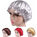 Miniatyrbilde 3 av 4: Silke Satin Nattsøvn Cap Hår Bonnet Hat Head Cover Black