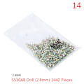 Pikkukuva 1 / 5: 1440 kpl Crystal Nail Art Stones litteät strassit kynsille A 14
