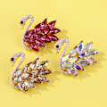 Miniatyrbild 2 av 8: Legering Crystal Swan Brosch Crystal Djurbroscher Kostymkrage P A1