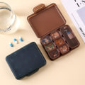 Pikkukuva 3 / 8: 7Grids Pill Box Tablet Container Travel Organizer Case Lääketiede Brown