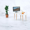 Miniatyrbillede 5 af 5: 1 Sæt 1:12 Dukkehus Trekant Sofabord Computer Skrivebord Te Tab White