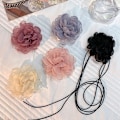 Miniatyrbilde 2 av 8: Fluffy Stoff Blonder Blomst Choker Halskjede Kvinner Lang Lace-up Ro A2