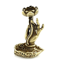 Miniatyrbillede 8 af 8: Ren kobber tilbagestrømning røgelse Buddha hånd lotus messing røgelse fr
