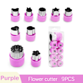 Miniatyrbilde 1 av 8: Grønnsaksfrukt ter Rustfritt stål Blomster Tegneserie Shape Mold 9pcs-Purple