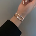 Miniatyrbillede 2 af 8: Rustfrit stål Mode Simple Shiny Chain Armbånd Til Kvinder M A1