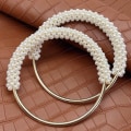 Miniatyrbilde 4 av 5: Perle Rund Bag Håndtak Metallring Flettet Fargerike Perler DIY Ha White