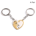 Pikkukuva 8 / 8: 1Pair e Cat avaimenperä Patchwork Heart Pyöreä Couple Lovers Keyrin A3