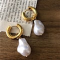 Miniatyrbilde 2 av 8: Retro imitasjon barokk perle anheng øredobber for kvinner Nye Li Gold 3.0X10mm