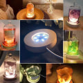 Miniatyrbillede 2 af 8: 10cm træ lys base træ LED lys roterende display stand La 10cm 3 Color light1M