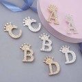 Miniatyrbillede 8 af 8: Fashion Crown 26 begyndelsesbogstaver A til Z Crystal Rhinestone Broo Silver-L