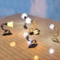 Pikkukuva 4 / 5: 2kpl 1/12 DollHouse Seinävalaisin Malli Puutarha Piha Kattokruunu Sand 3(Black)