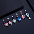 Miniatyrbild 5 av 8: Kirurgiskt stål Crystal Belly Button Rings Zircon Heart Navel Pi F