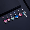 Miniatyrbilde 5 av 8: Kirurgisk stål Krystall navle ringer Zircon Heart Navel Pi C