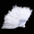 Miniatyrbild 1 av 8: 9 färger Ny kostym Bröllop Showgirl Dans Fällbar Hand Fjäder White