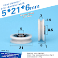 Miniatyrbillede 2 af 8: Høj kvalitet 5*21*6mm U-rille leje remskive linjeløft hjul A2