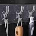 Miniatyrbilde 4 av 8: Gjennomsiktige lim kroker av plast til kjøkken og bad 5 hooks
