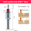 Miniatyrbilde 1 av 8: Justerbar Countersink Trebearbeidingsruter Core Limiter Alloy Dr A3