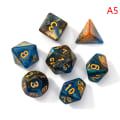 Miniatyrbilde 1 av 8: 7 stk Blandeterningsett Bærbare leker for barn Polyhedral D4 D6 D8 D1 A5