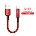 Pikkukuva 1 / 7: 0,25m Lyhyt USB-latauskaapeli Datakaapeli Tyyppi-C Micro IOS iPhone 13 12 iPad 3A Pikalataus Puhelinkaapeli Power Bank Datakaapeli Tyyppi-C Punainen Type-c ed Type-c ed 0.25m