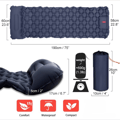 Self-Inflating Camping Mattress: Thick Lightweight Single Camping Mattress Inflatable and Connectable Double Camping Mat and Compact Inflatable-FF- grey