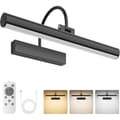 Miniatyrbild 1 av 4: Rechargeable Picture Light with Remote Control, Dimmable, 3 Color Temperatures, Battery Operated Wall Lamp with Timer and Memory Function-FF- Black