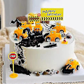 Pikkukuva 5 / 5: 18 kpl Rakennuskakkutoppeja Ajoneuvosetti Kaivinkone Torninosturi Cupcakes Topper Liikenne- ja Tienviitta Deko Syntymäpäiväjuhla