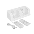 Miniatyrbillede 1 af 4: Til Nintendo Wii U Dual Remote Controller Oplader Dockingstation + 2x genopladeligt erstatningsbatteripakke Tilbehør Hvid