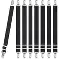 8 Pieces Sheet Clips, Adjustable Sheet Holders, High Elastic Fitted Sheet Straps with Clips, Sheet Fasteners Max Stretch 120cm, Sheet Holders Black[pl]-FF-