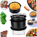 Miniatyrbilde 2 av 3: 6-tommers Air Fryer-tilbehør med kakeform, bakeplate, grillrist, isolasjonsputer for Air Fryer-baking, 5 deler