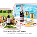 Miniatyrbilde 3 av 6: Vinglassett med 4, 53 cl Rustfritt Stål Vinglass, Knusesikre & Bærbare Stilkglass i Metall for Utendørs, Reiser, Camping og Basseng Gold