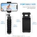 Miniatyrbild 5 av 6: Mobiltelefonstativ, Mini Stativ med Bluetooth Fjärrkontroll & Telefonhållare, 360° Rotation Flexibelt Resestativ för Smartphone, DSLR