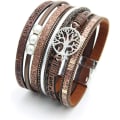 Miniatyrbillede 1 af 4: Kvinde & Pige Livets Træ Læderarmbånd Multi-Layer Wraps