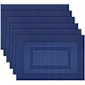 Miniatyrbild 1 av 2: Bordstabletter, Tvättbara vävda vinylunderlägg för matbord, Lätt att rengöra plastbordstabletter Set om 6 (18 X12 tum, Marinblå)-XF6-