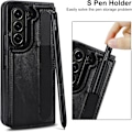 Miniatyrbilde 2 av 5: Z Fold 5 Deksel, PU Lær Lommebokdeksel Kompatibel Samsung Galaxy Z Fold 5 Med S Pen Holder, Kortlommer & Stativ White-XF4-