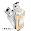 Miniatyrbillede 2 af 5: 128 GB 3 i 1 USB-hukommelse Expansion Memory Stick OTG Pendrive til iPhone iPad Android PC (Guld) Guld 128 GB